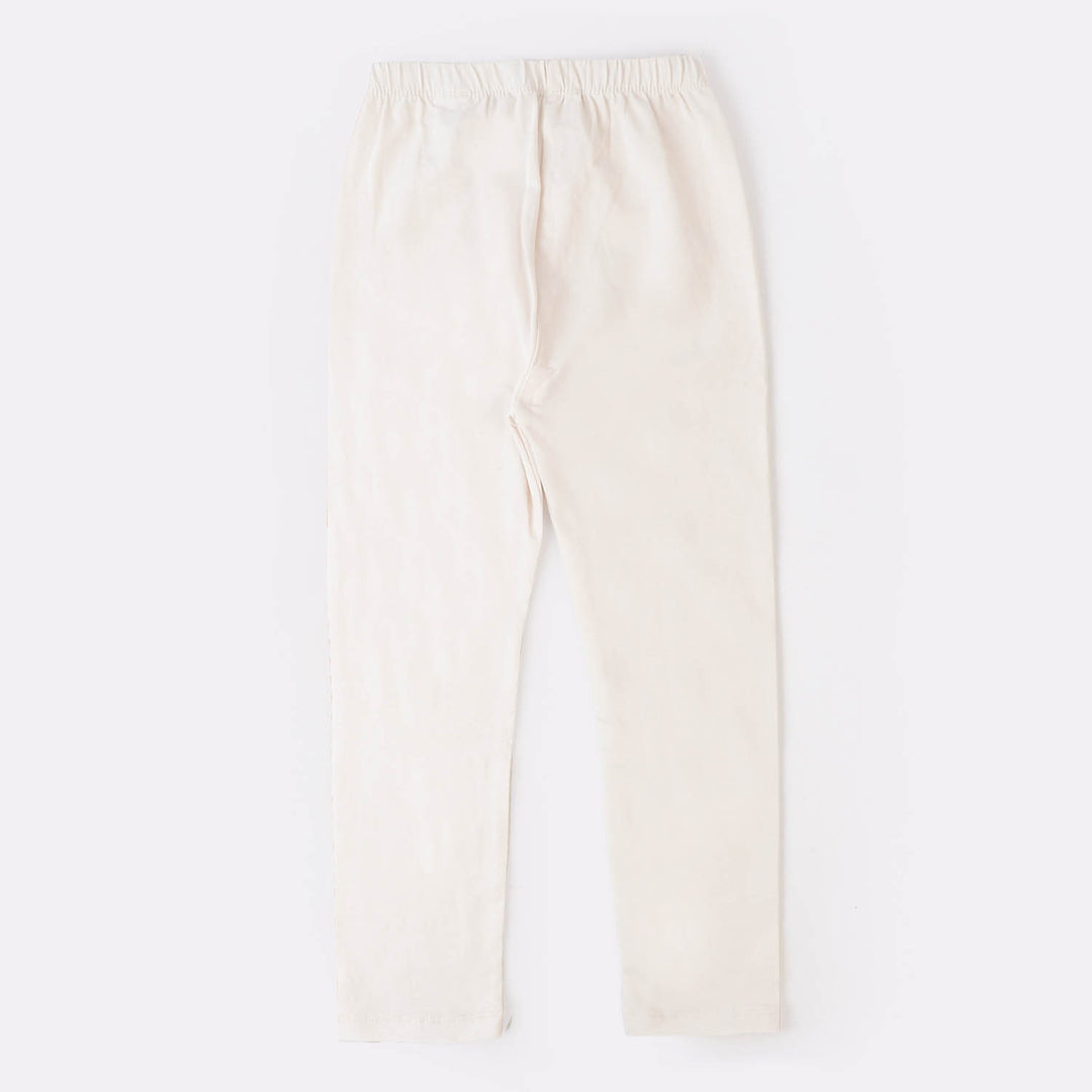 Girls Jersey Tights - Cream