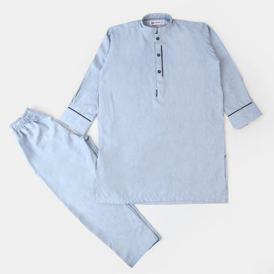 Boys Styling Kurta Pajama Suit  - Blue Melan