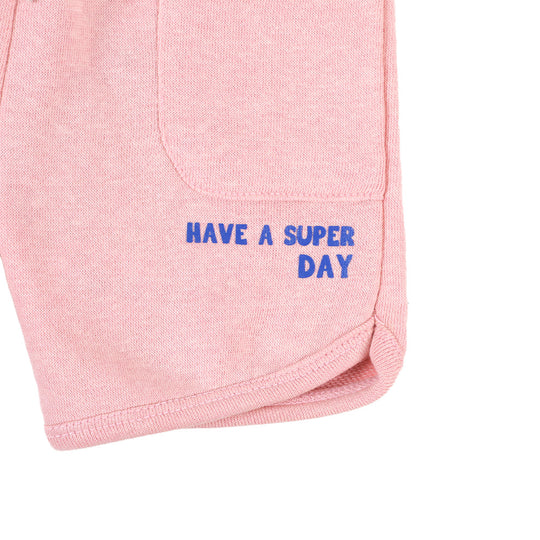 Infant Boys Knitted Short HAVE A SUPER DAY - Light Pink