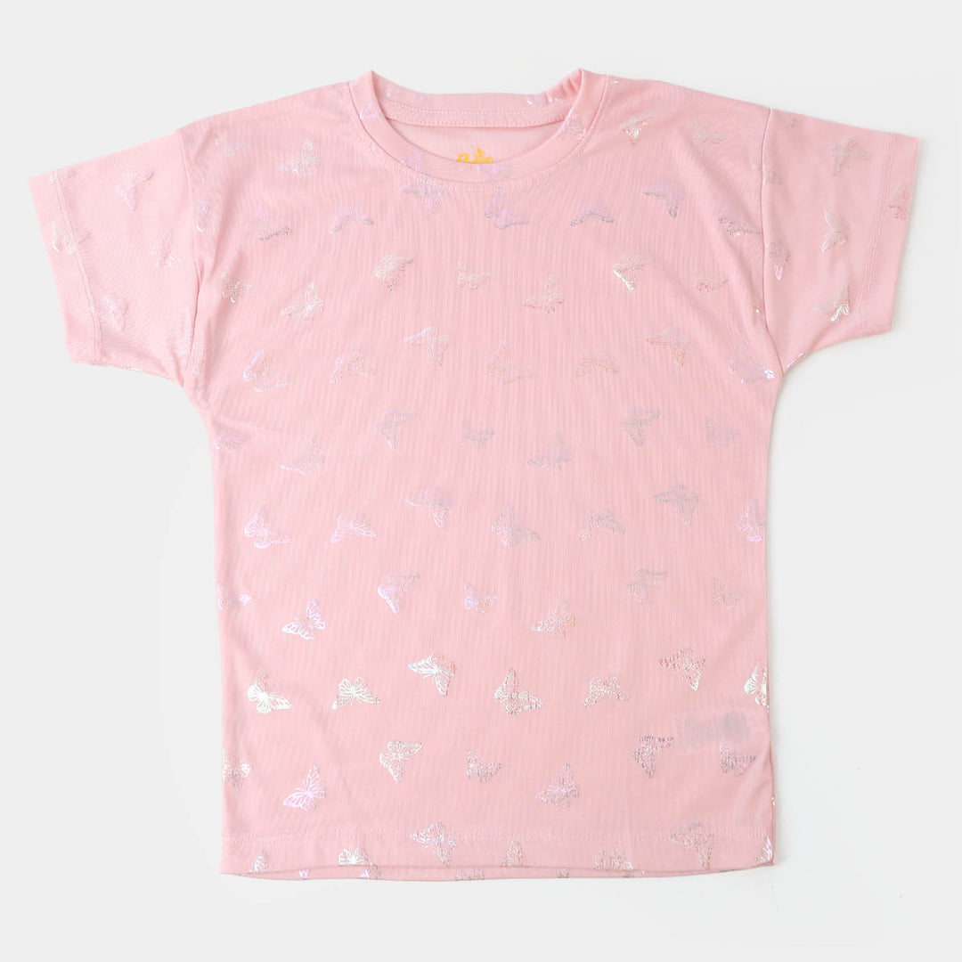 Girls T-Shirt Butterfly All Over - Peach