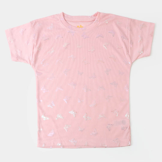 Girls T-Shirt Butterfly All Over - Peach