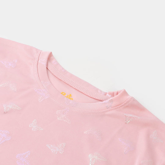 Girls T-Shirt Butterfly All Over - Peach