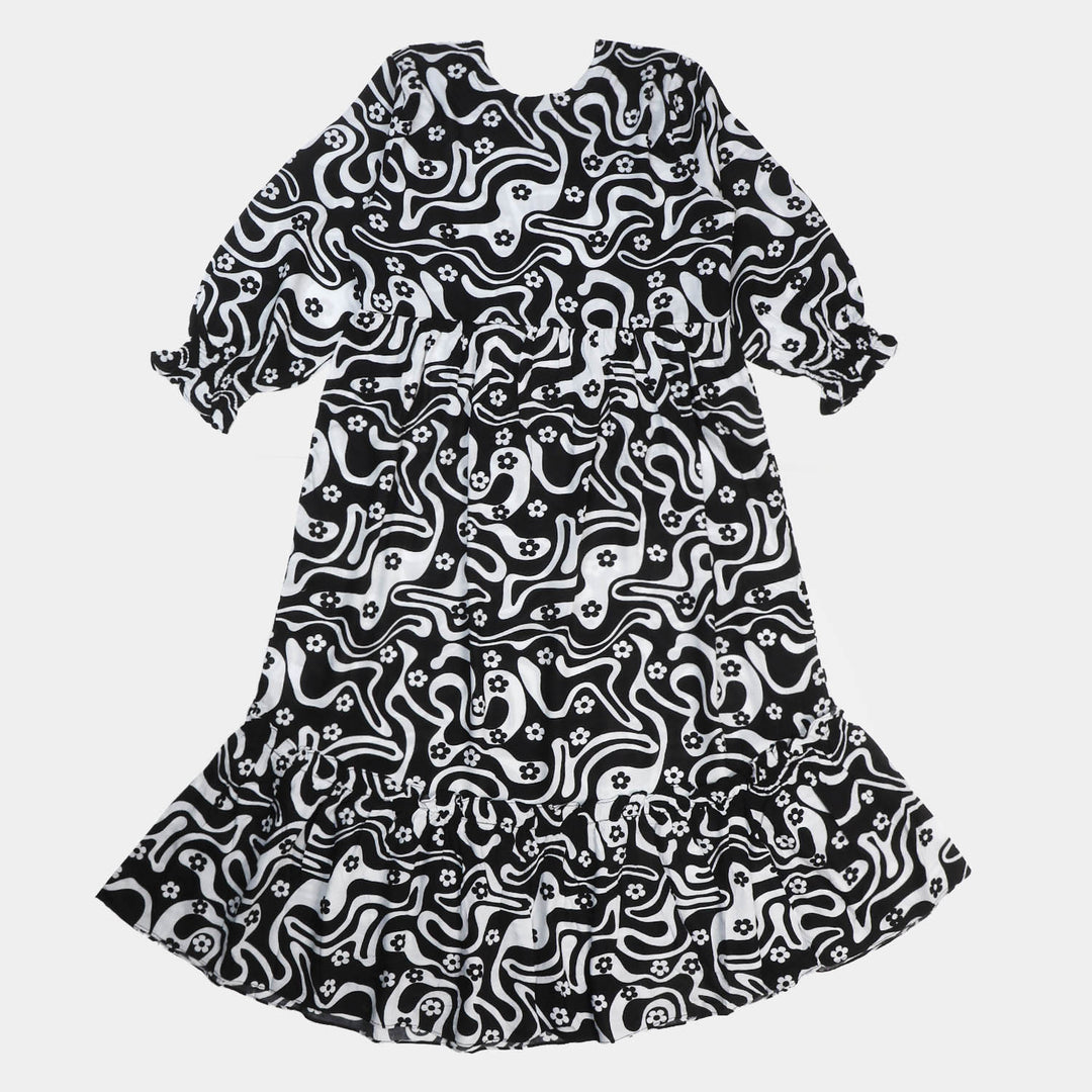 Teen Girls Linen Dress - Black