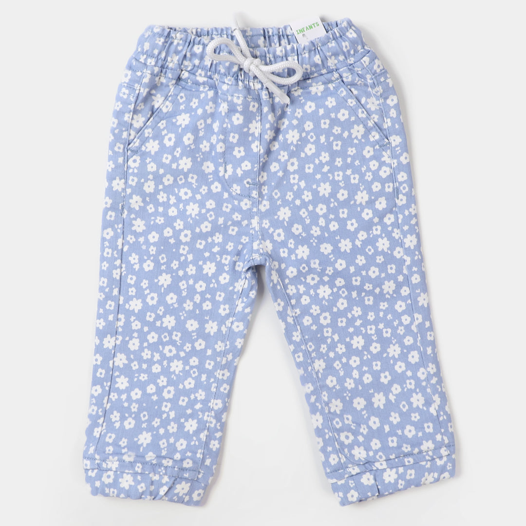 Infant Girls Cotton Jagging Floral - SKY BLUE