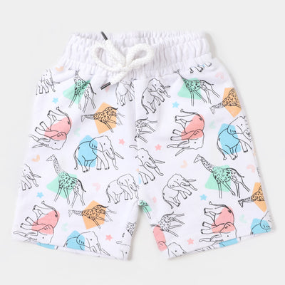 Infant Boys Knitted Short Animal All Over - White