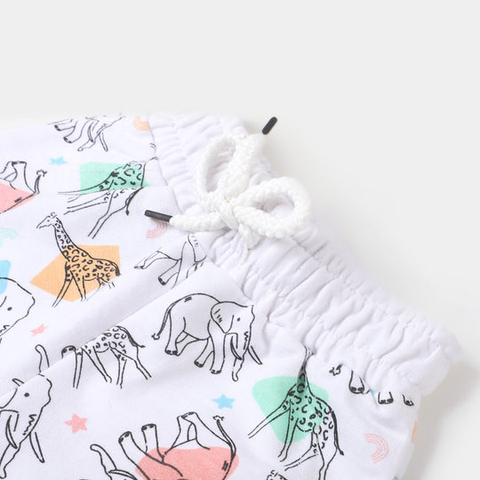 Infant Boys Knitted Short Animal All Over - White