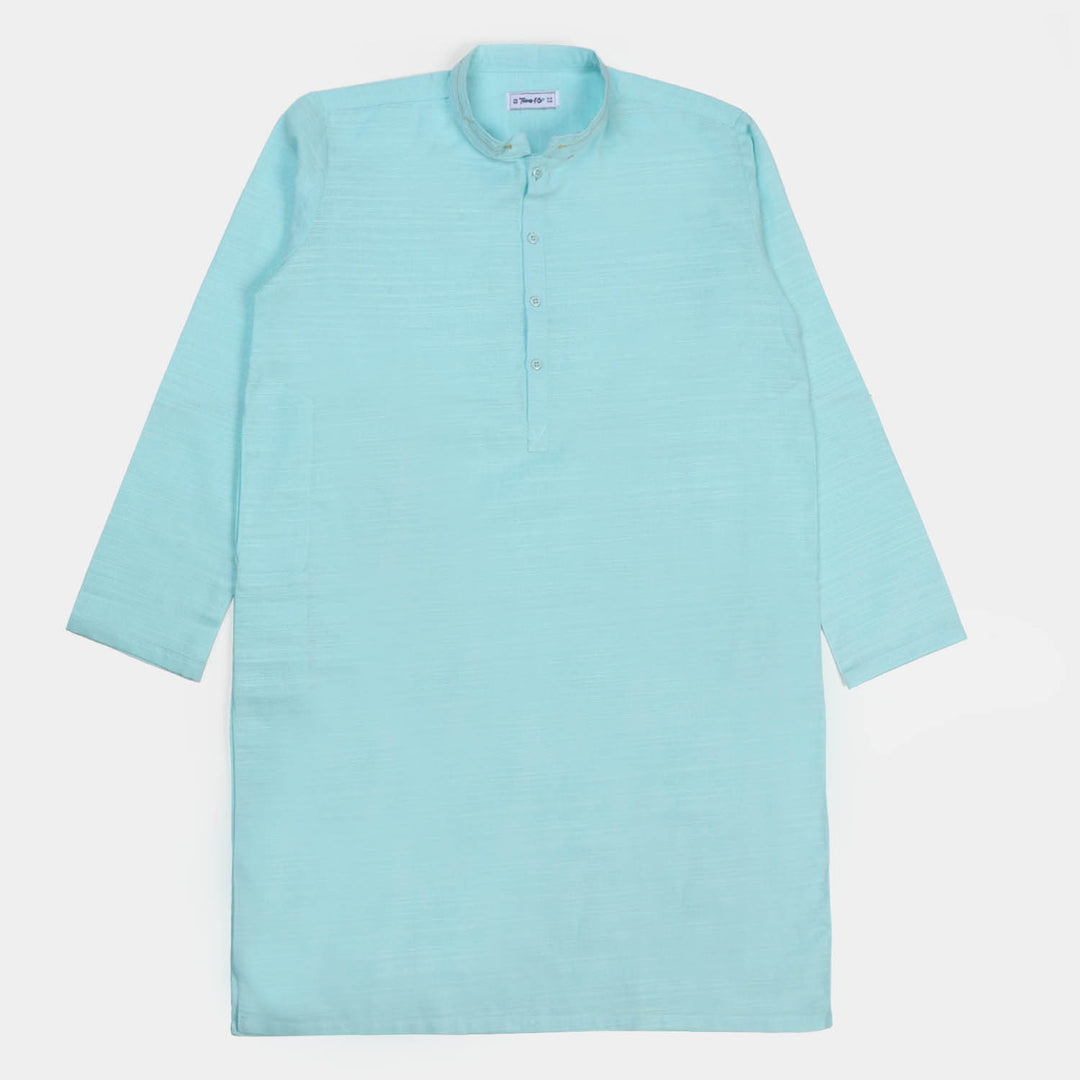 Teens Boys Cotton Styling Kurta  - Aqua Green