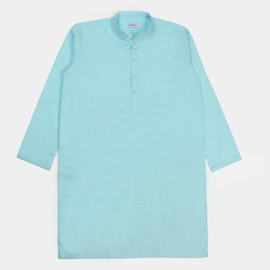 Teens Boys Cotton Styling Kurta  - Aqua Green