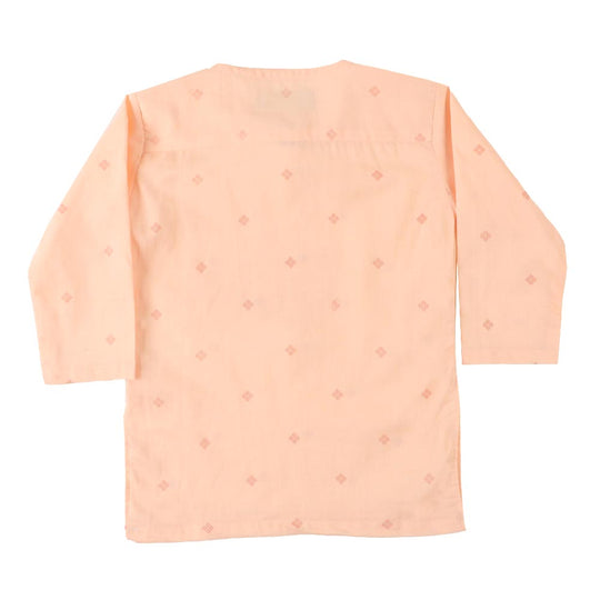 Infant Boys Screen Print Kurta Pajama Suit - Peach