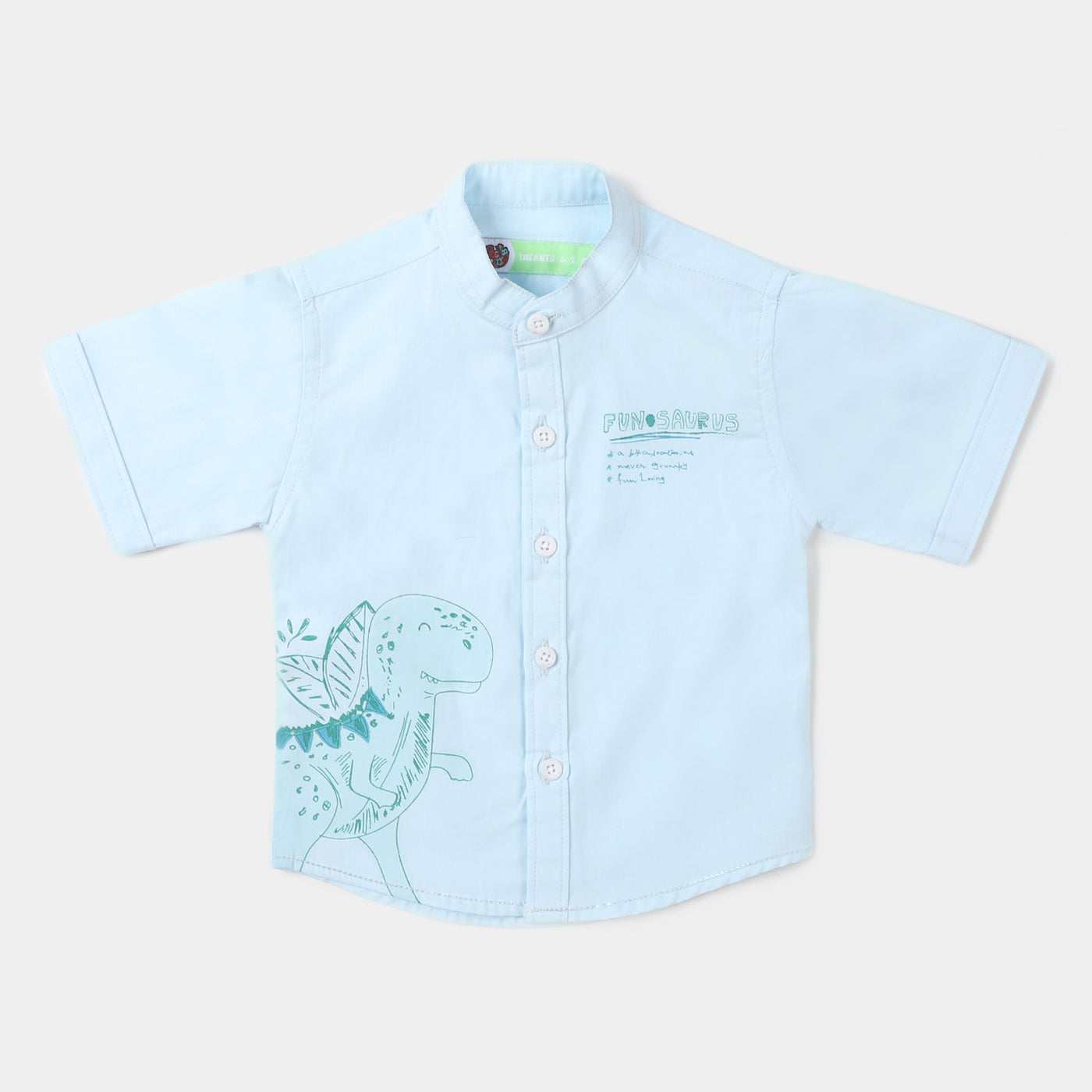 Infant Boys Cotton Casual Shirt Fun Saurus - SKY BLUE