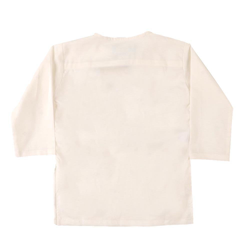 Infant Boys Screen Print Kurta Pajama Suit - OFF-White