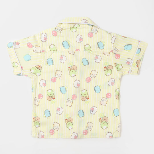 Infant Girls Woven Night Dress Yellow Star - Lime