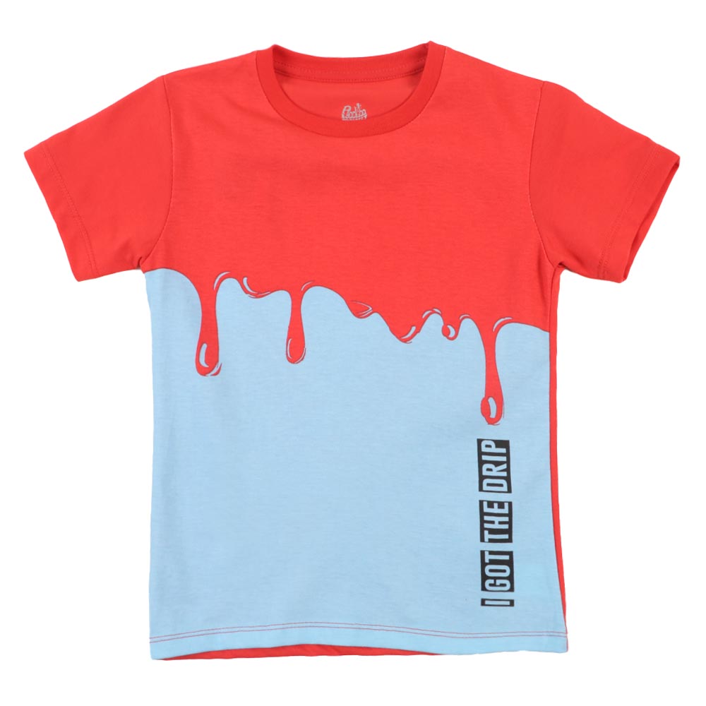 Boys T-Shirt H/S Drip - ORANGE/BLUE
