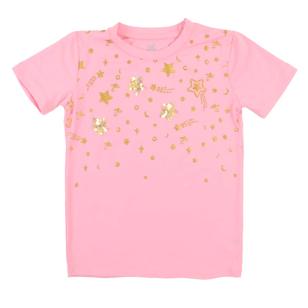 Girls T-Shirt H/S Stars - Pink A Boo