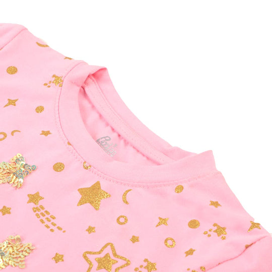 Girls T-Shirt H/S Stars - Pink A Boo