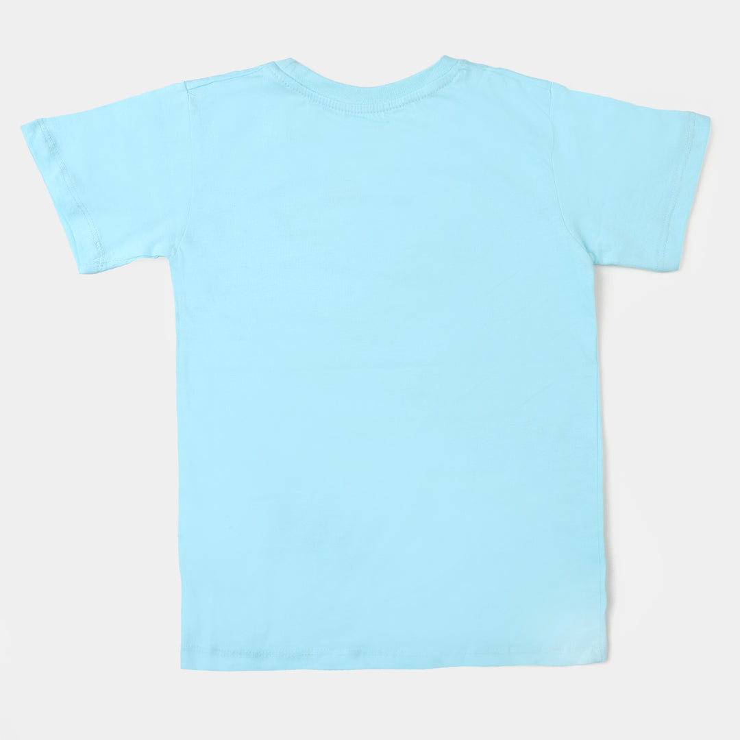 Boys Jersey Round Neck T-Shirt Shark - Sky Blue