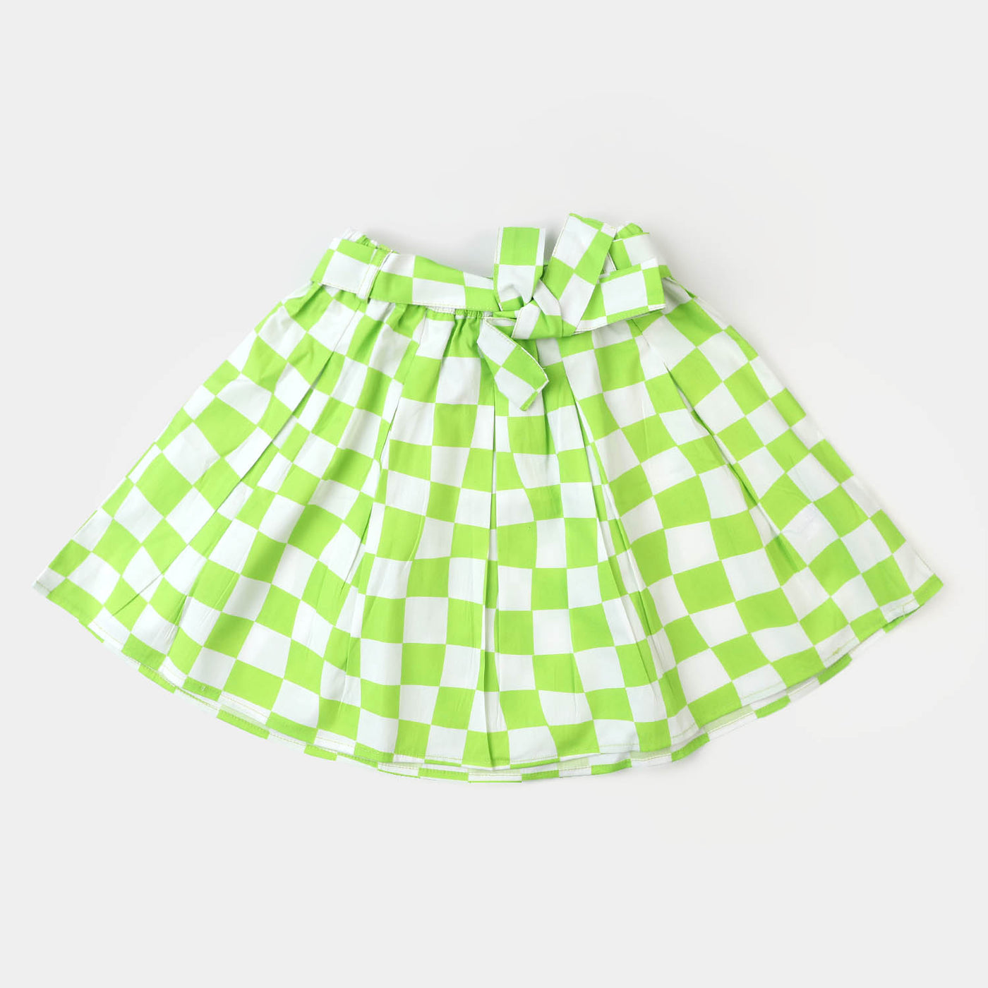 Girls Cotton Casual Skirt Check | Green