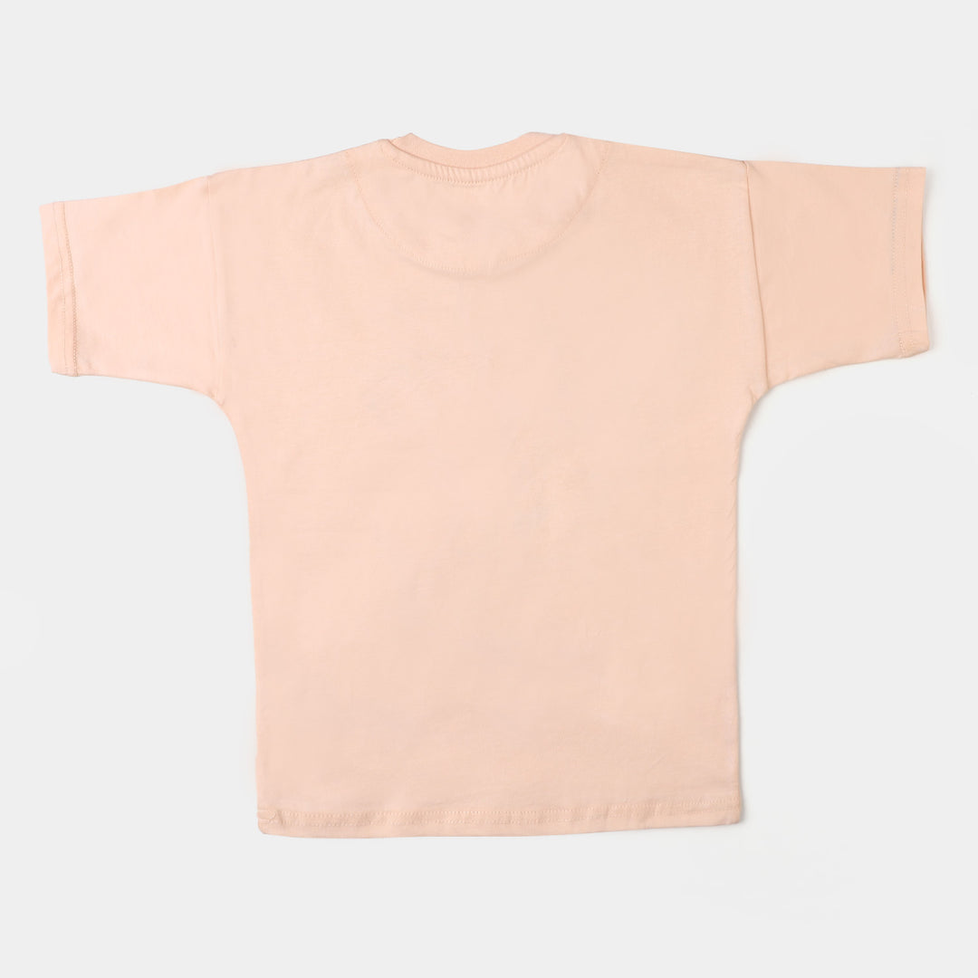 Girls Cotton T-Shirt  Love | Pale Peach