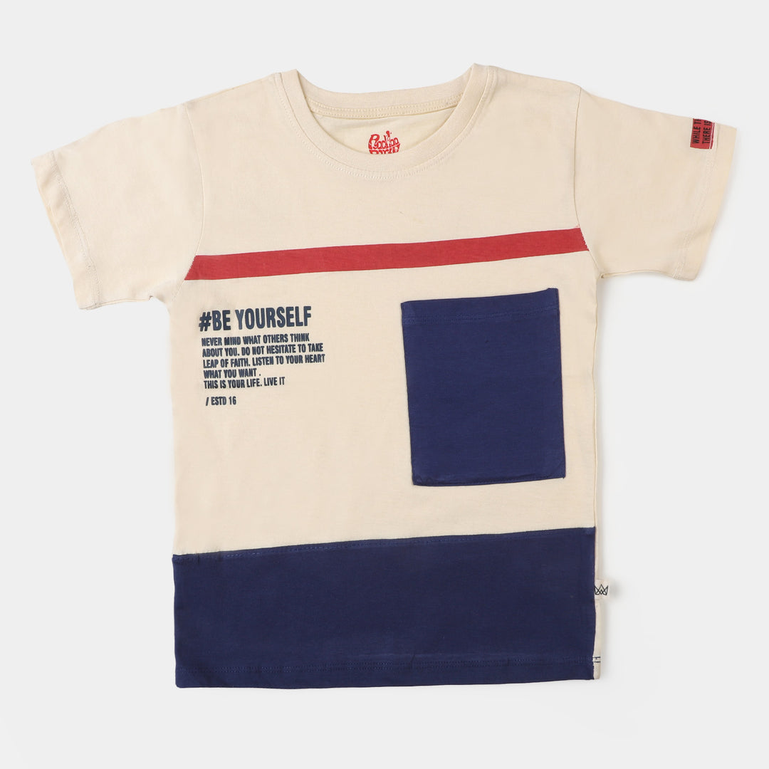 Boys Cotton T-Shirt Be Yourself - Cream