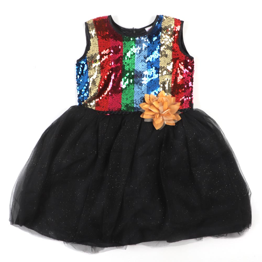 Girls Frock Fancy Sequins Sparkle - Multi