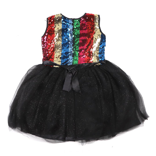 Girls Frock Fancy Sequins Sparkle - Multi