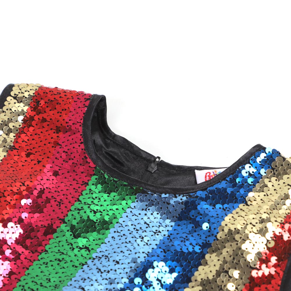 Girls Frock Fancy Sequins Sparkle - Multi