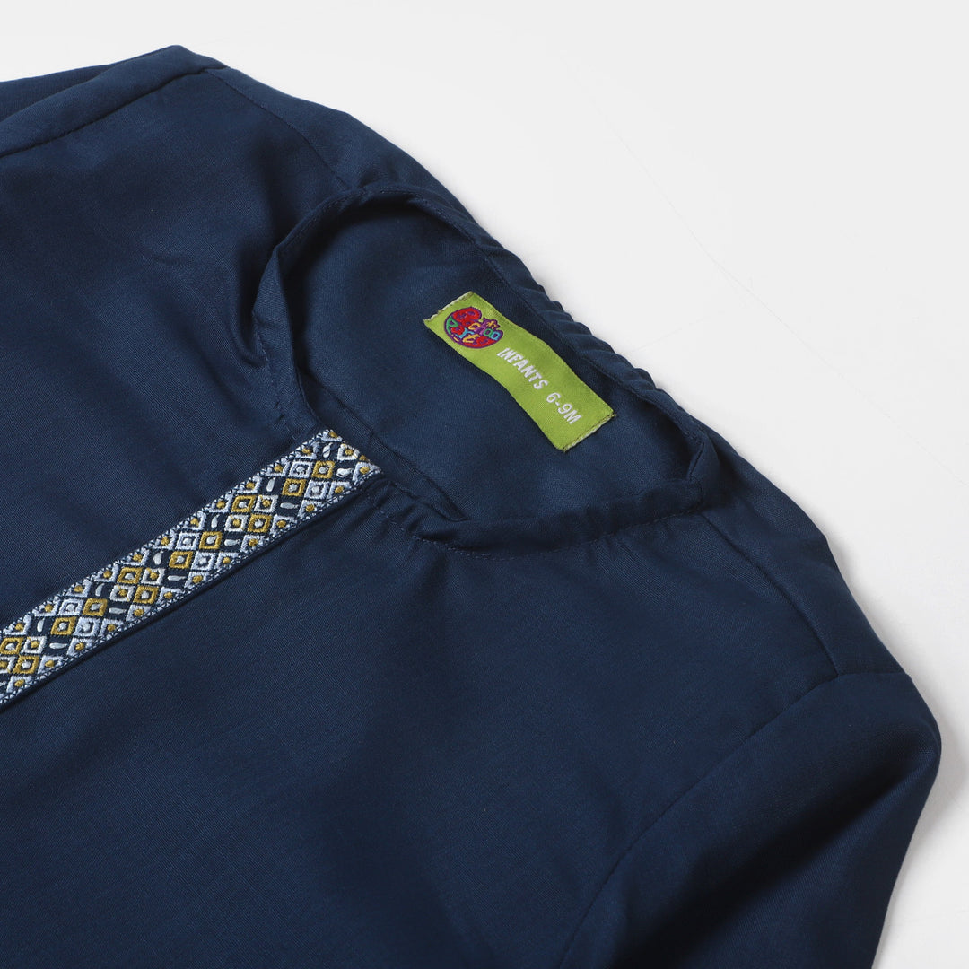 Infant Boys Embroidered Kurta Pajama Suit- Blue