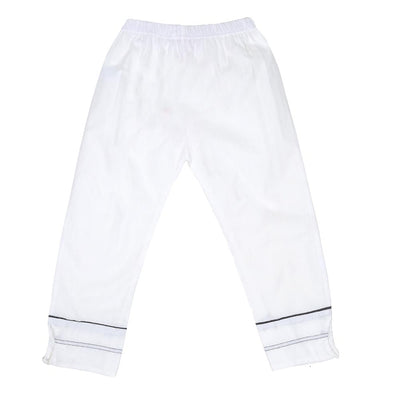 Girls Trouser Pearl Button - White