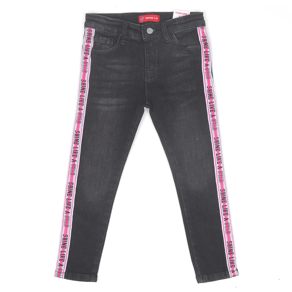 Girls Pant Denim Shine Like Tape - Black