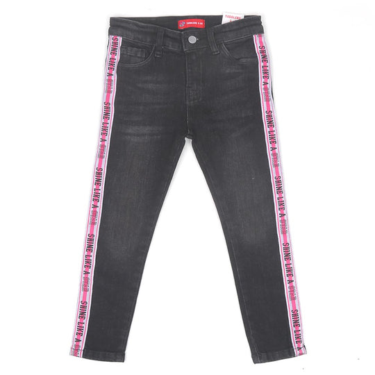 Girls Pant Denim Shine Like Tape - Black