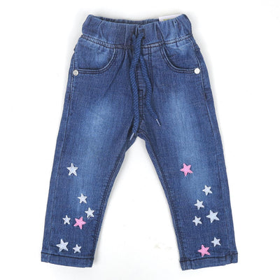 Infant Girls Pant Denim Stars Emb - Mid Blue