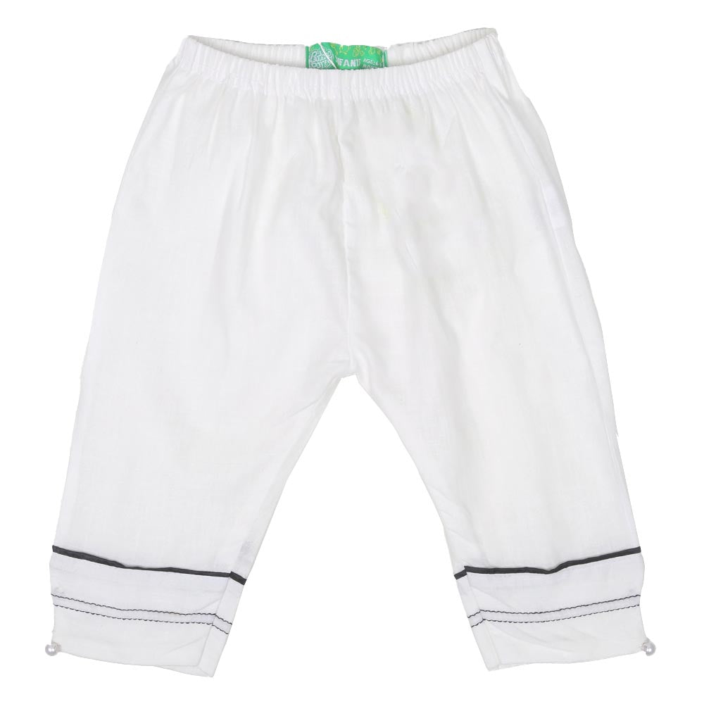 Infant Girls Trouser Pearl Button - White