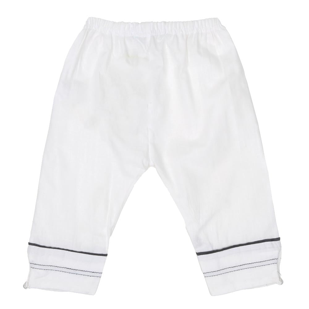 Infant Girls Trouser Pearl Button - White
