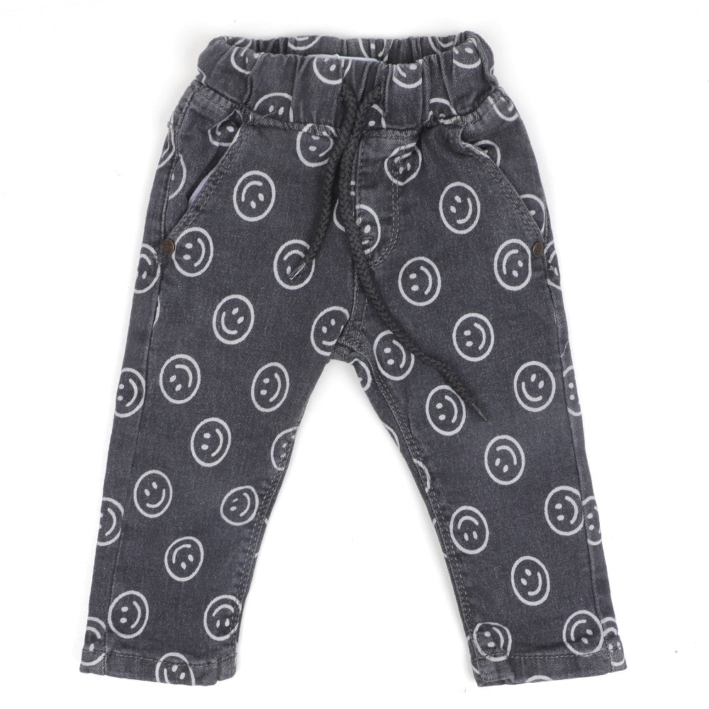 Infant Boys Pant Denim Smiley - Dark Grey