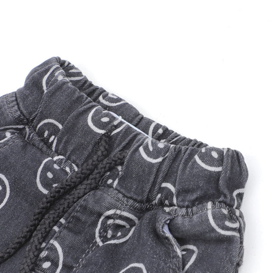 Infant Boys Pant Denim Smiley - Dark Grey