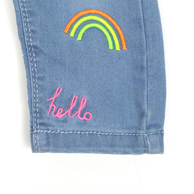 Infant Girls Pant Denim AOE Rainbow - LIGHT BLUE