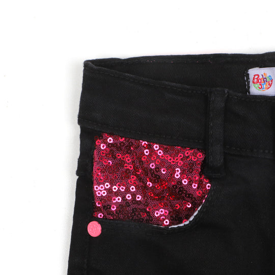 Infant Girls Pant Denim Kitten me Emb - BLACK