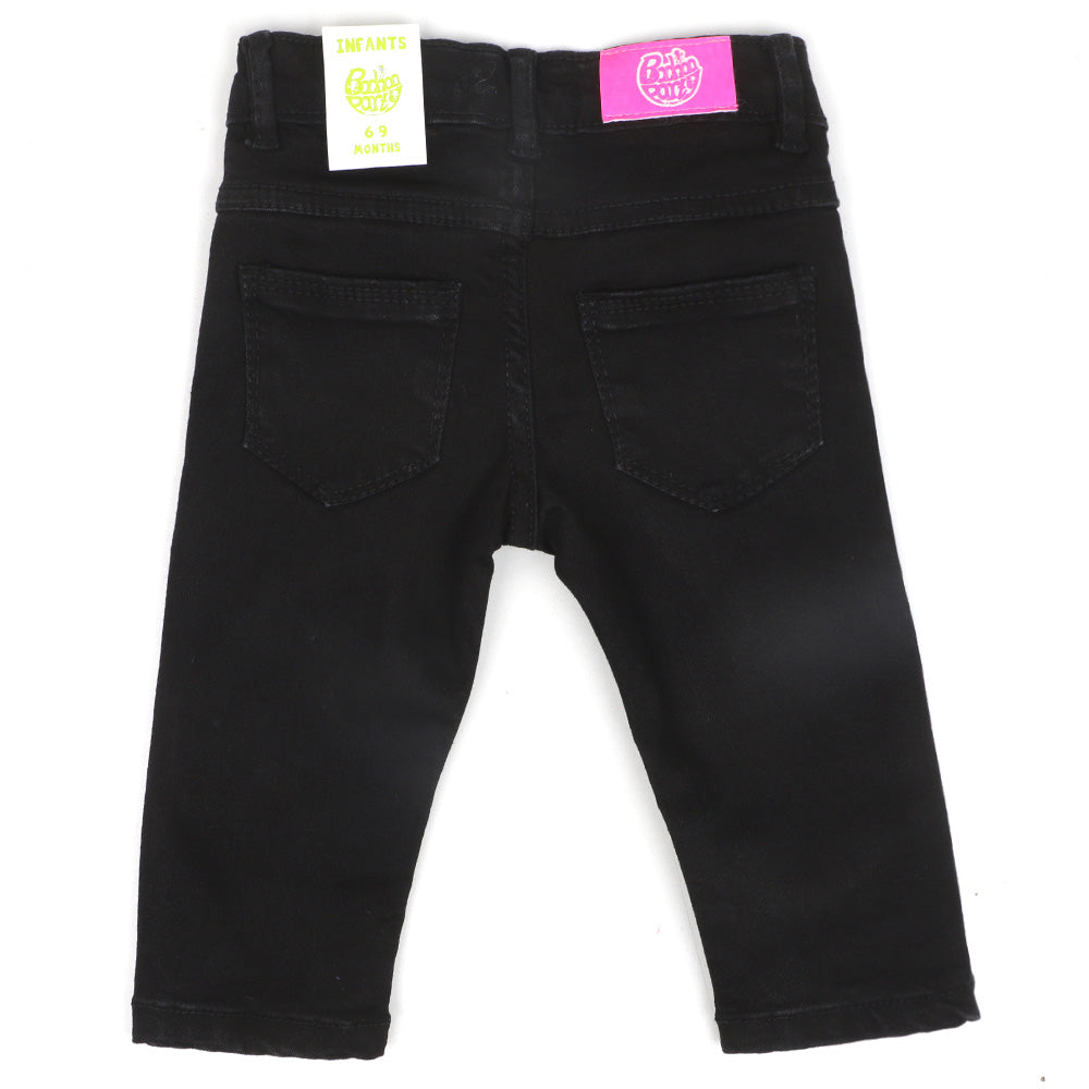 Infant Girls Pant Denim Kitten me Emb - BLACK