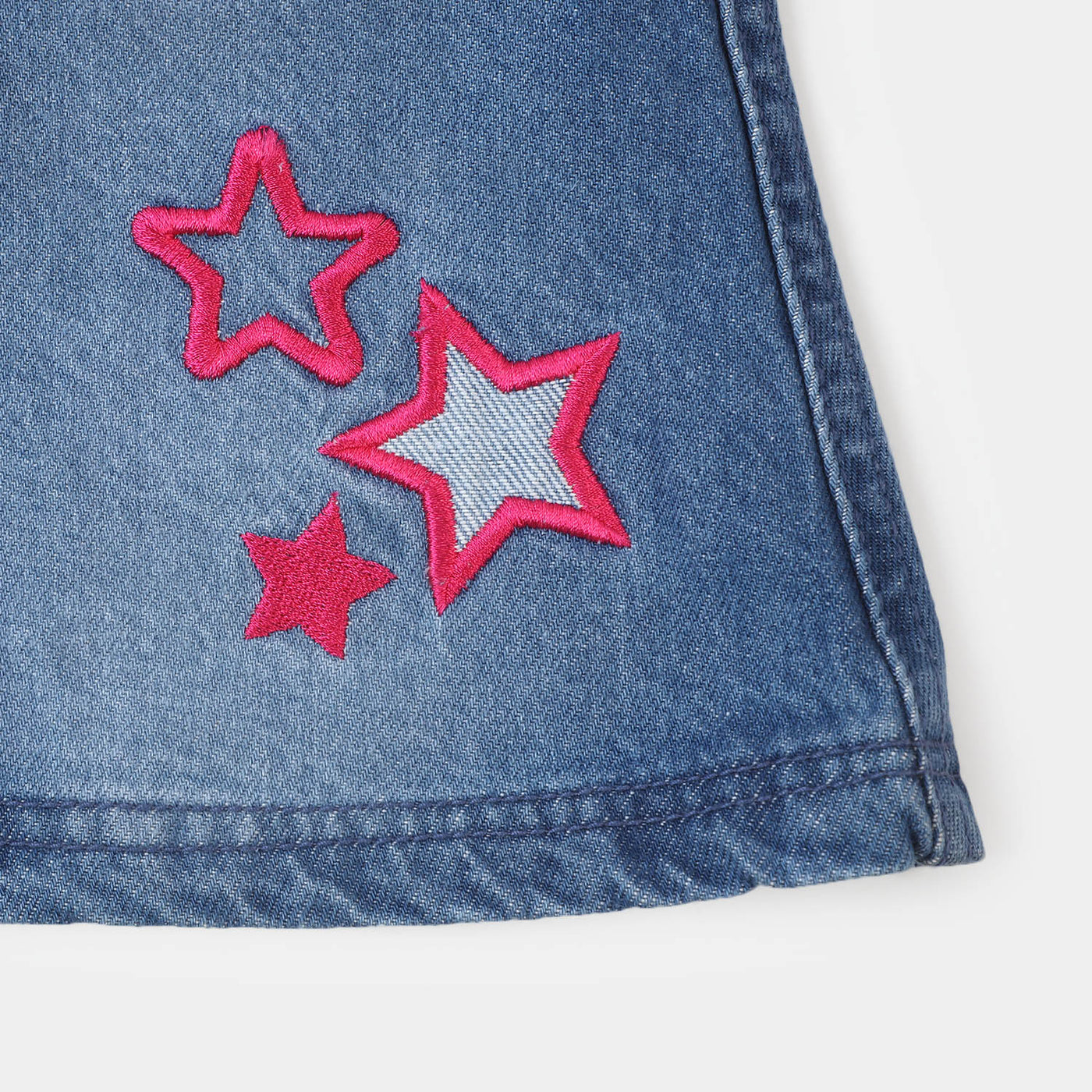 Girls Denim Skirt Reverse Star - Mid Blue