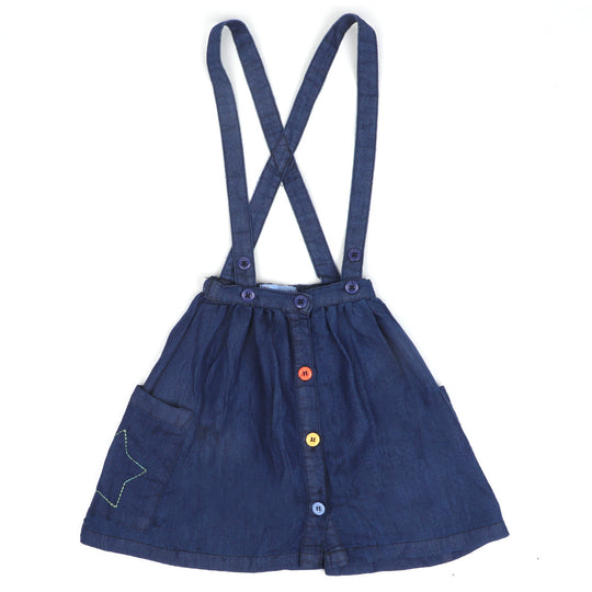 Girls Skirts Denim Star Emb - DARK BLUE