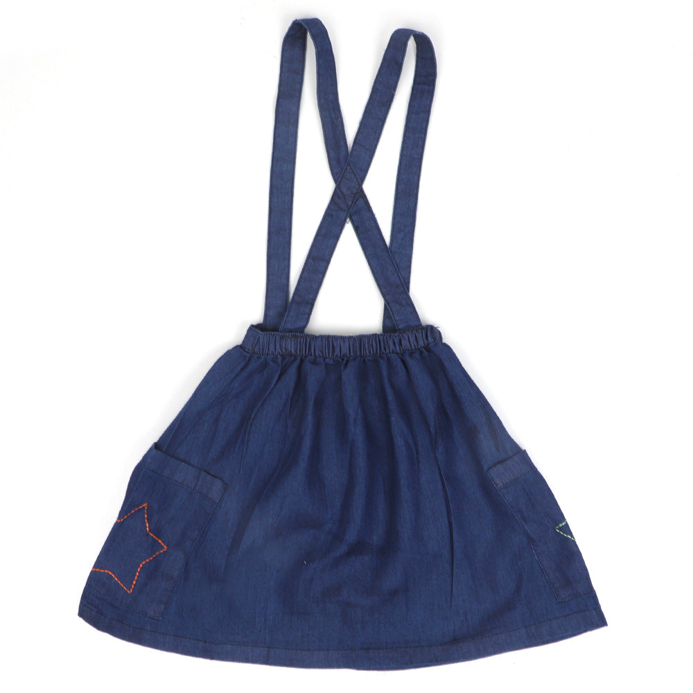 Girls Skirts Denim Star Emb - DARK BLUE