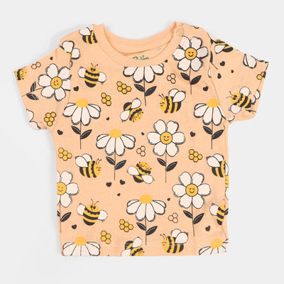 Infant Girls T-Shirt 3Pcs Be Happy - Multi