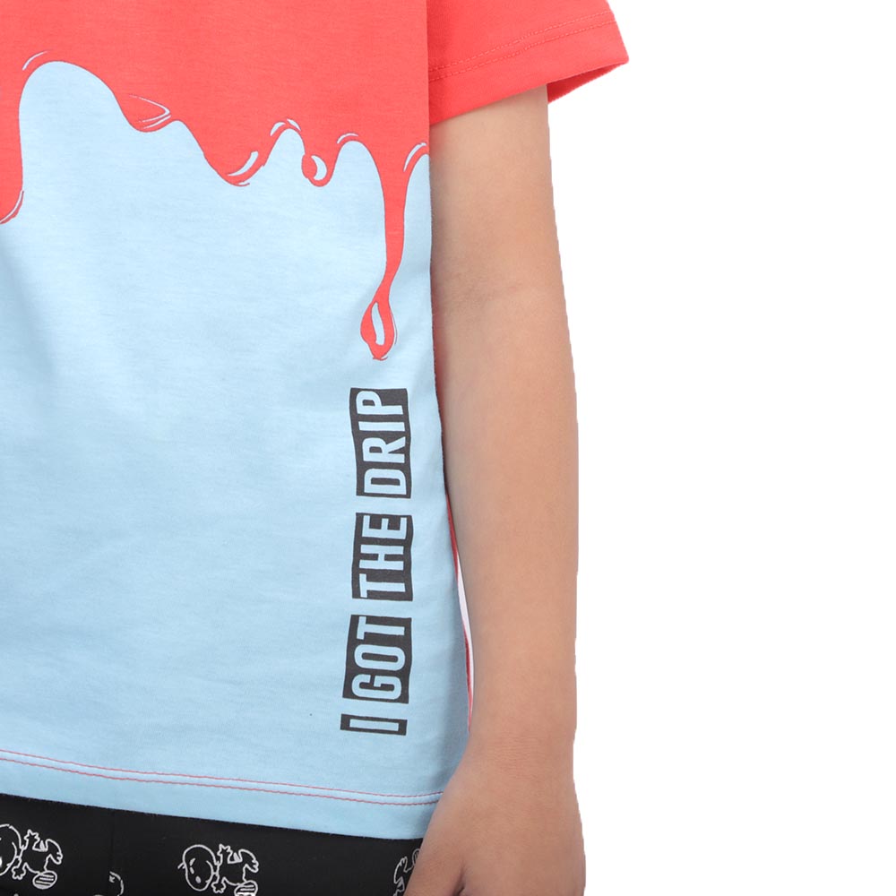 Boys T-Shirt H/S Drip - ORANGE/BLUE