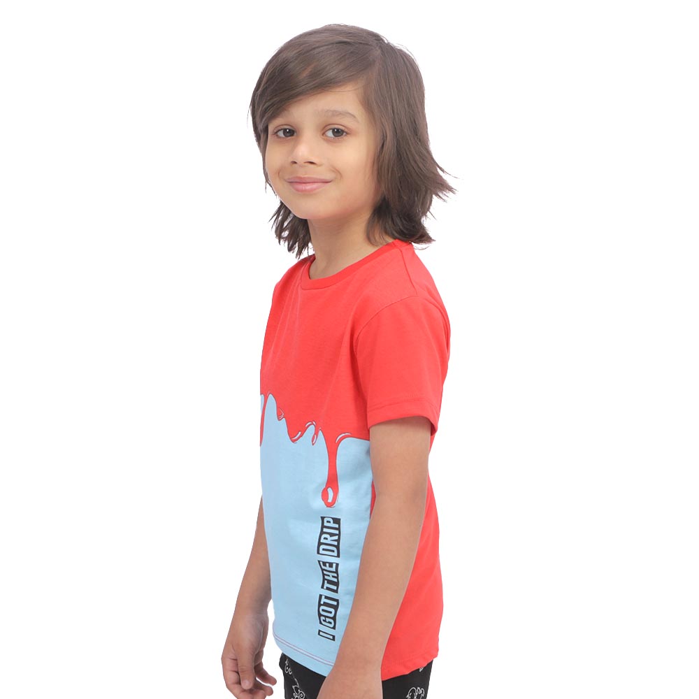 Boys T-Shirt H/S Drip - ORANGE/BLUE