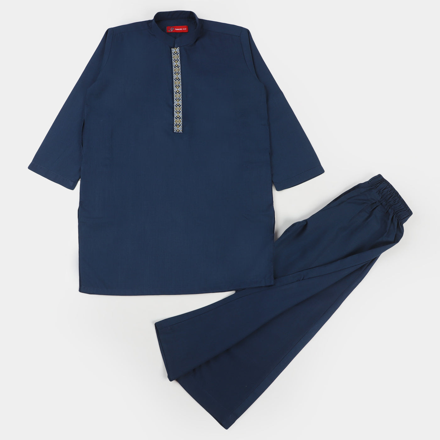 Boys Viscose Embroidered Kurta Pajama - Blue