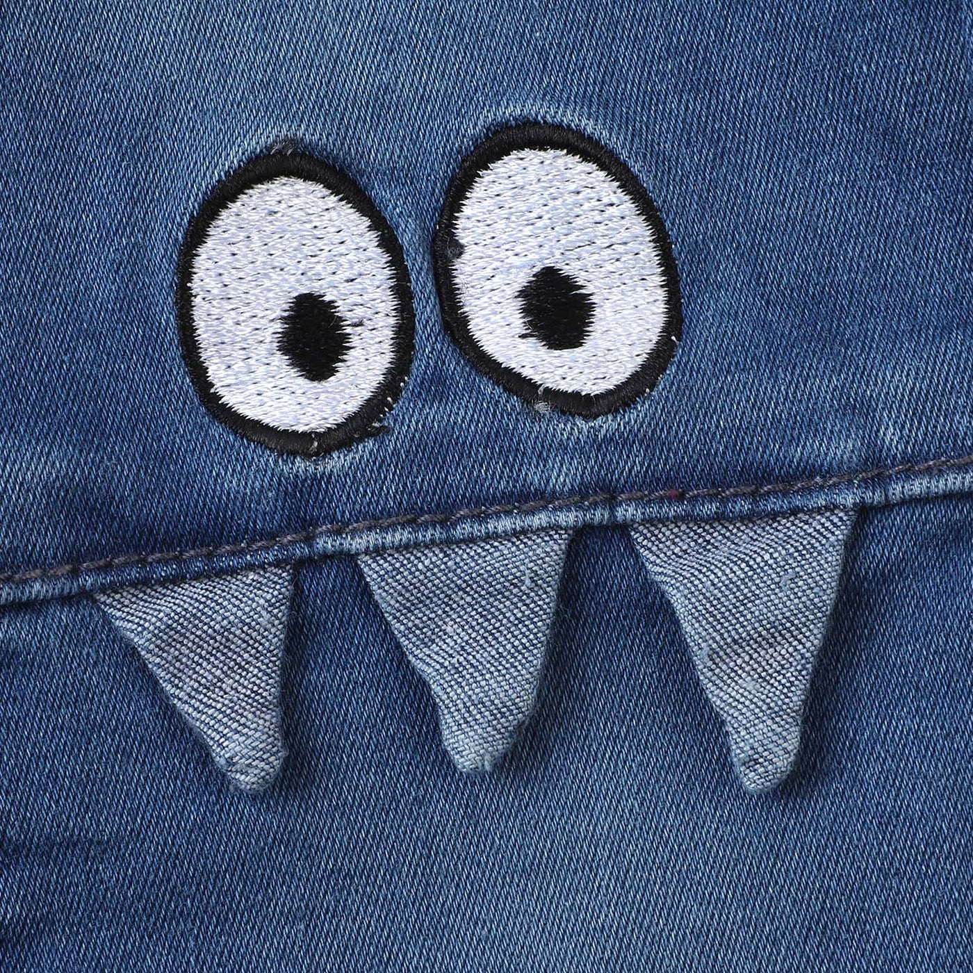 Infant Boys Denim Pant Monster - Mid Blue