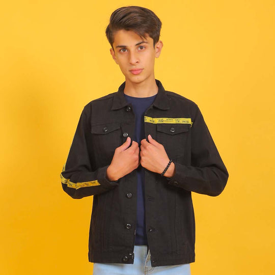 Stay Unique Denim Jacket For Boys - Black