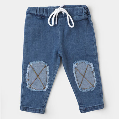 Infant Boys Denim Pant Knee Patch - Ice Blue