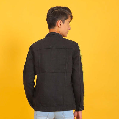 Stay Unique Denim Jacket For Boys - Black