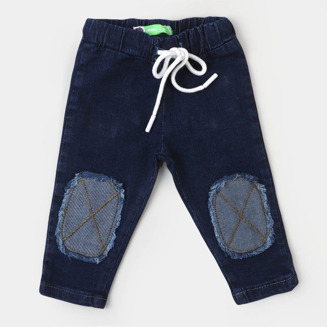 Infant Boys Denim Pant Knee Patch - Dark Blue